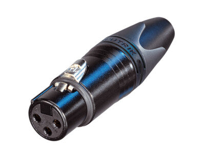 Neutrik NC3FXX-BAG 3-pin female XLR cable connector with black metal housing