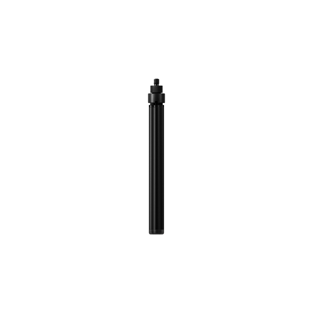 Teenage Engineering Tripod Mini black edition compact microphone stand shown completely folded into a sleek travel friendly stick configuration