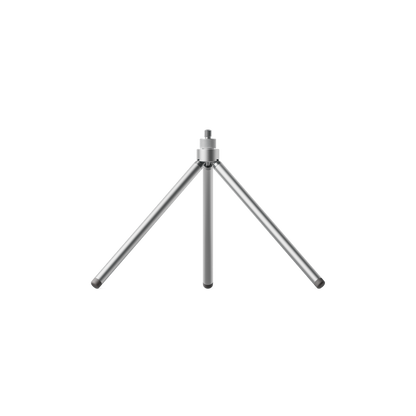 Teenage Engineering Tripod Mini compact aluminum microphone stand in fully open desktop tripod configuration on white background