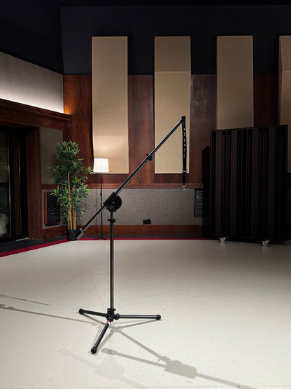 Arda Recorders lanyard attached to microphone stand in professional recording studio