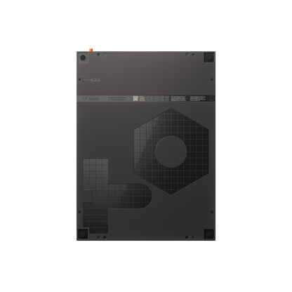 Rear view of the matte black Teenage Engineering EP–133 K.O. II chassis highlighting the embossed EP series branding and textured geometric grip patterns