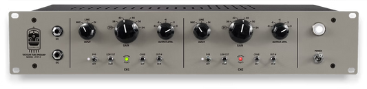 Locomotive Audio L72P dual-channel tube microphone preamp front panel