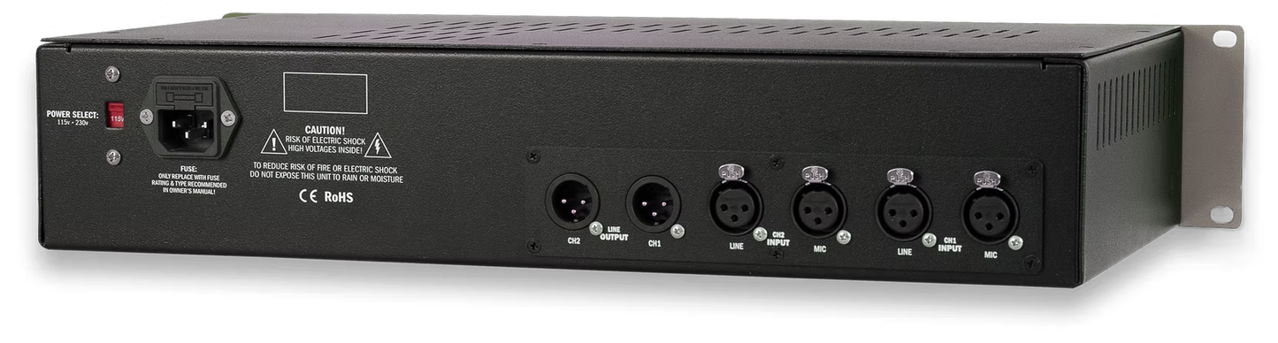 Rear panel connections of Locomotive Audio L72P analog tube preamp