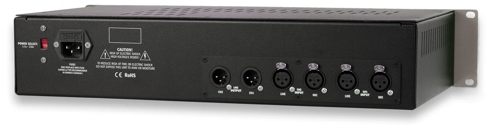 Rear panel connections of Locomotive Audio L72P analog tube preamp
