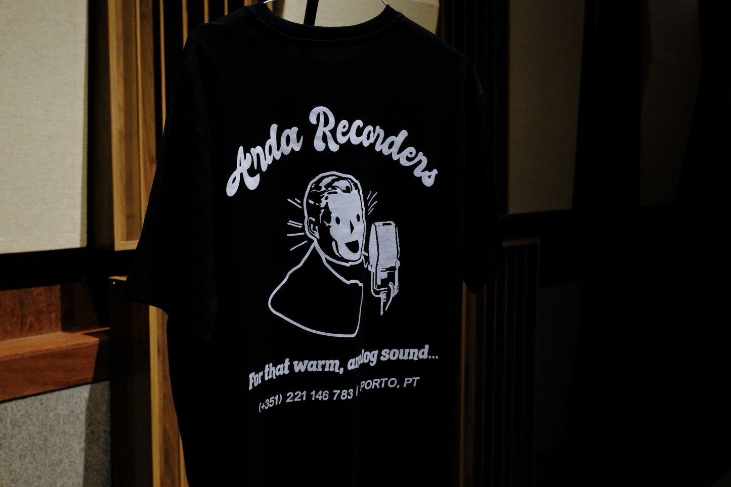 Black Roll Tape Relaxed Fit T-Shirt by Arda Recorders back close-up