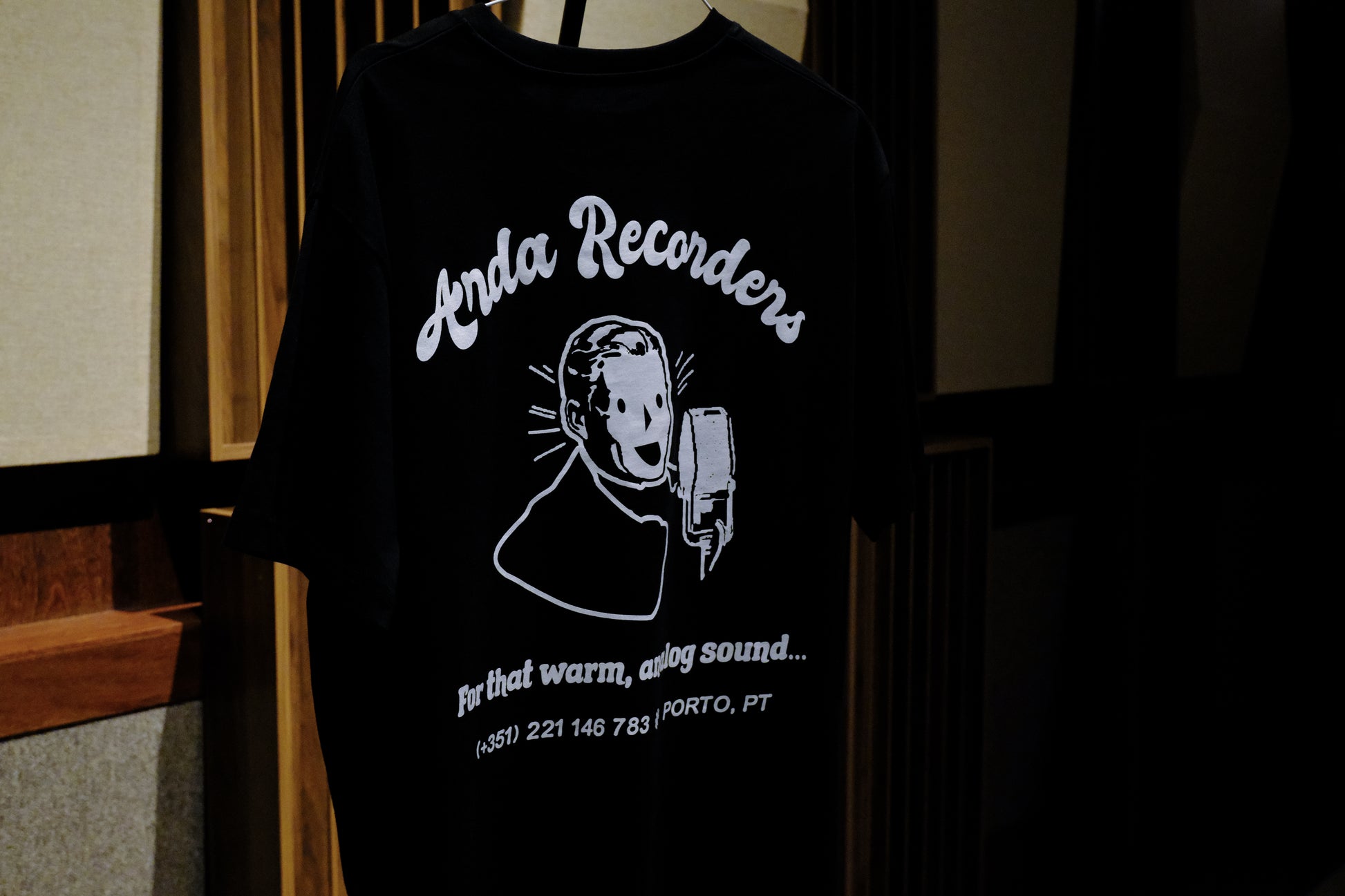Black Roll Tape Relaxed Fit T-Shirt by Arda Recorders back close-up