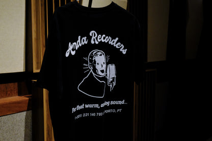 Black Roll Tape Relaxed Fit T-Shirt by Arda Recorders back close-up