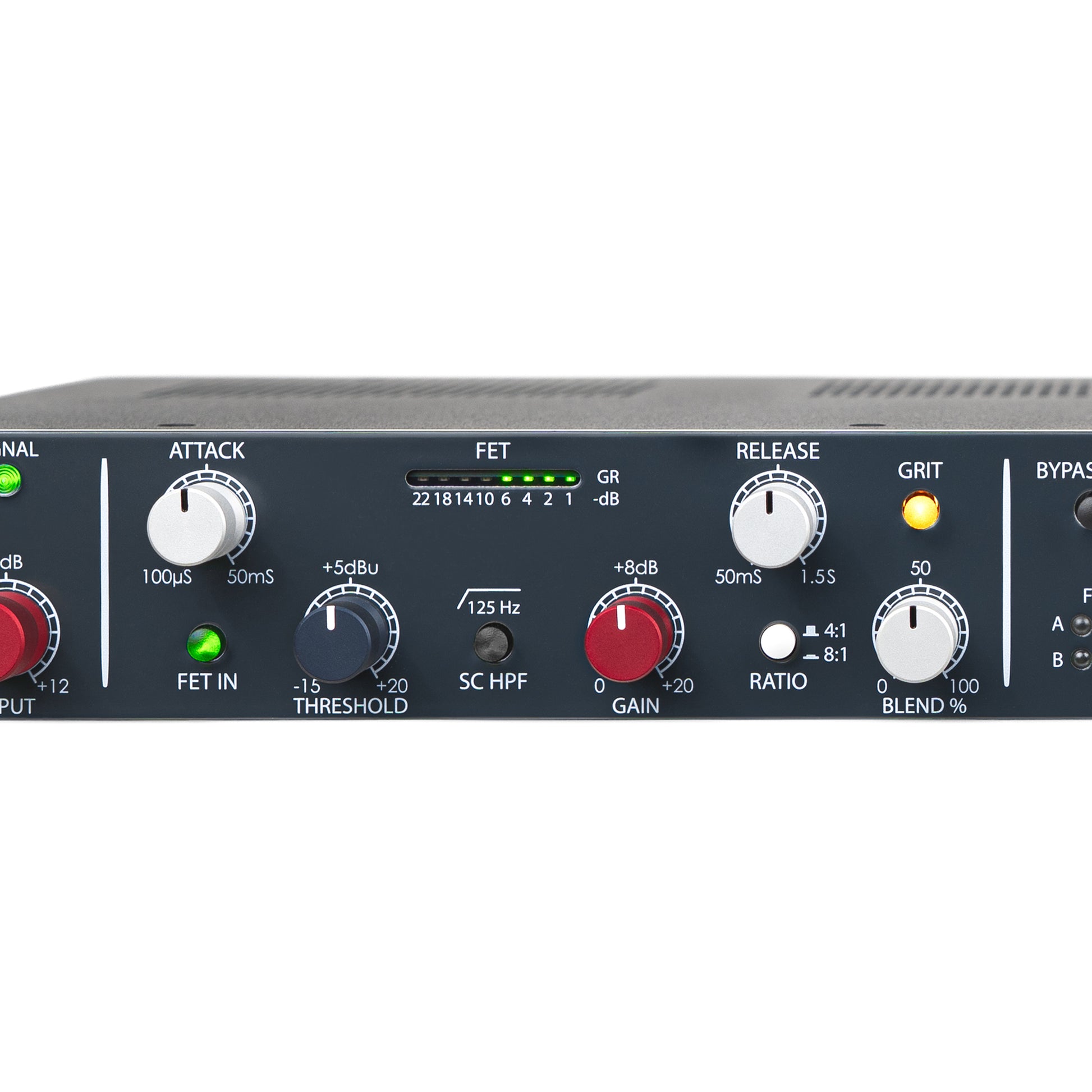 Rupert Neve Designs OptoFET FET compression controls with attack, release, threshold, gain and GRIT mode