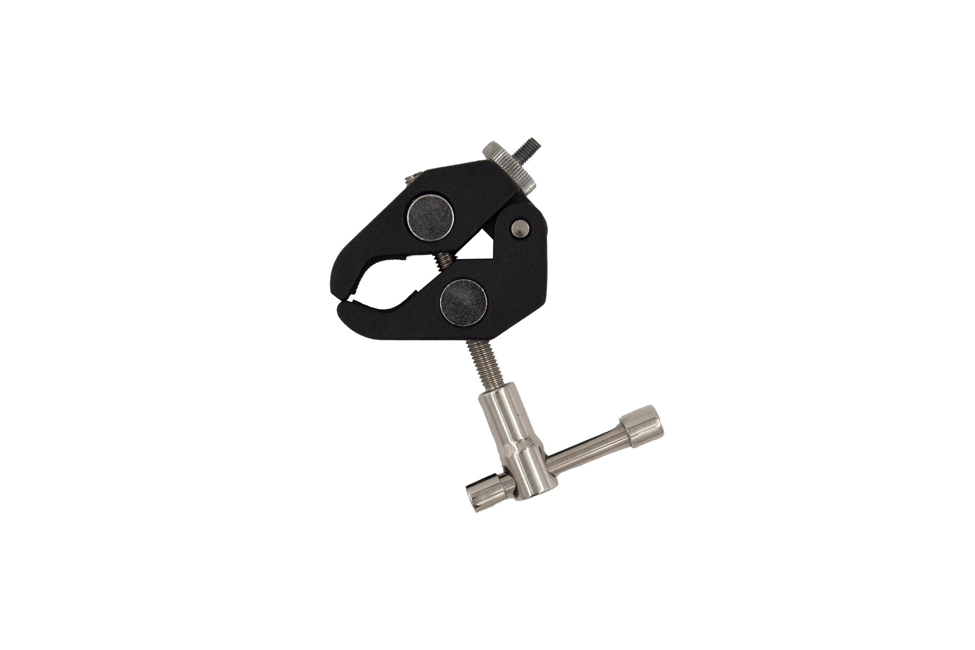 Pauly P45 Screw Clamp mounting accessory for pop filter gooseneck shown with clamp jaws closed on white background