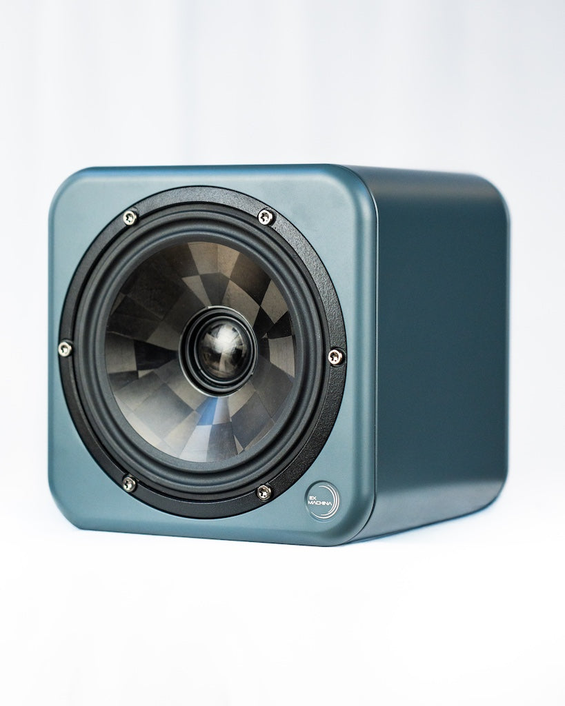 Ex Machina Selene compact coaxial studio monitor three quarter view