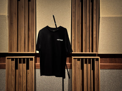 Black Roll Tape Relaxed Fit T-Shirt by Arda Recorders