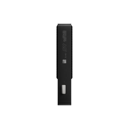 Side profile view of the slim, portable chassis design of the Teenage Engineering CM-15 Black microphone